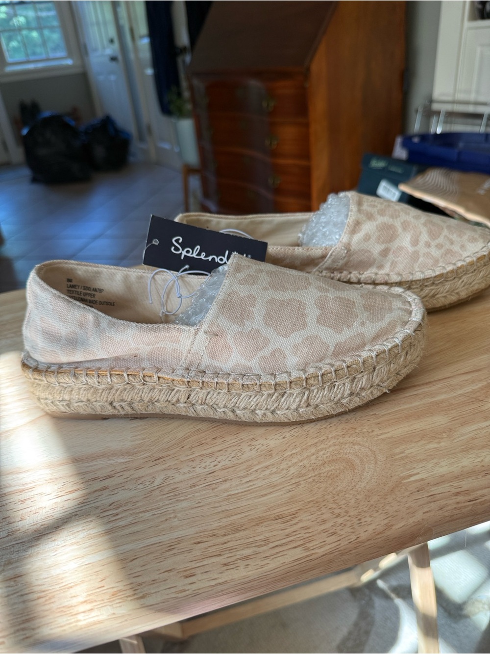 Splendid Beige Leopard-Print Espadrille Platform Slip-On